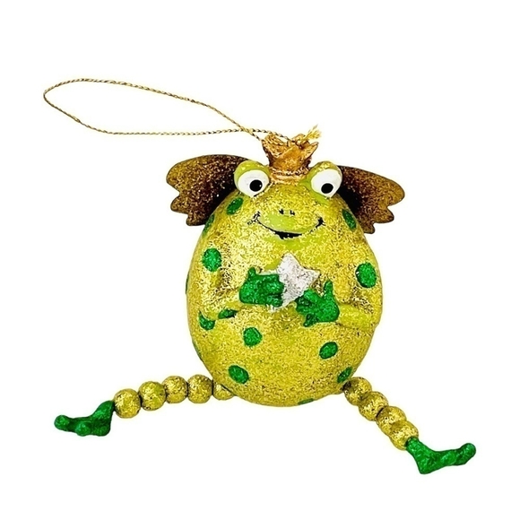 Sparkly Funny Queen Frog Christmas Tree Ornament Holiday Decor - Picture 2 of 4
